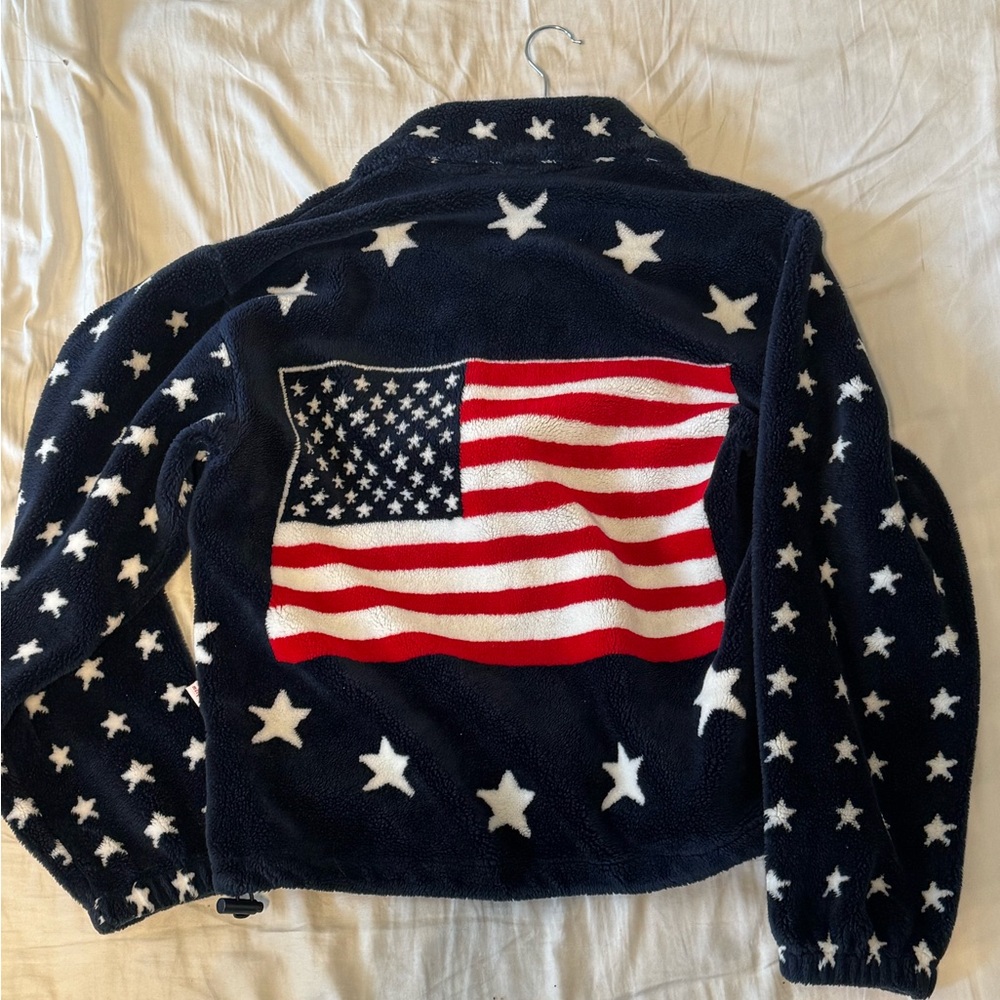 Vintage Milton Funwear Fleece American Flag Jacket